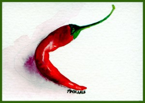 Chili Pepper Watercolor Painting ATC