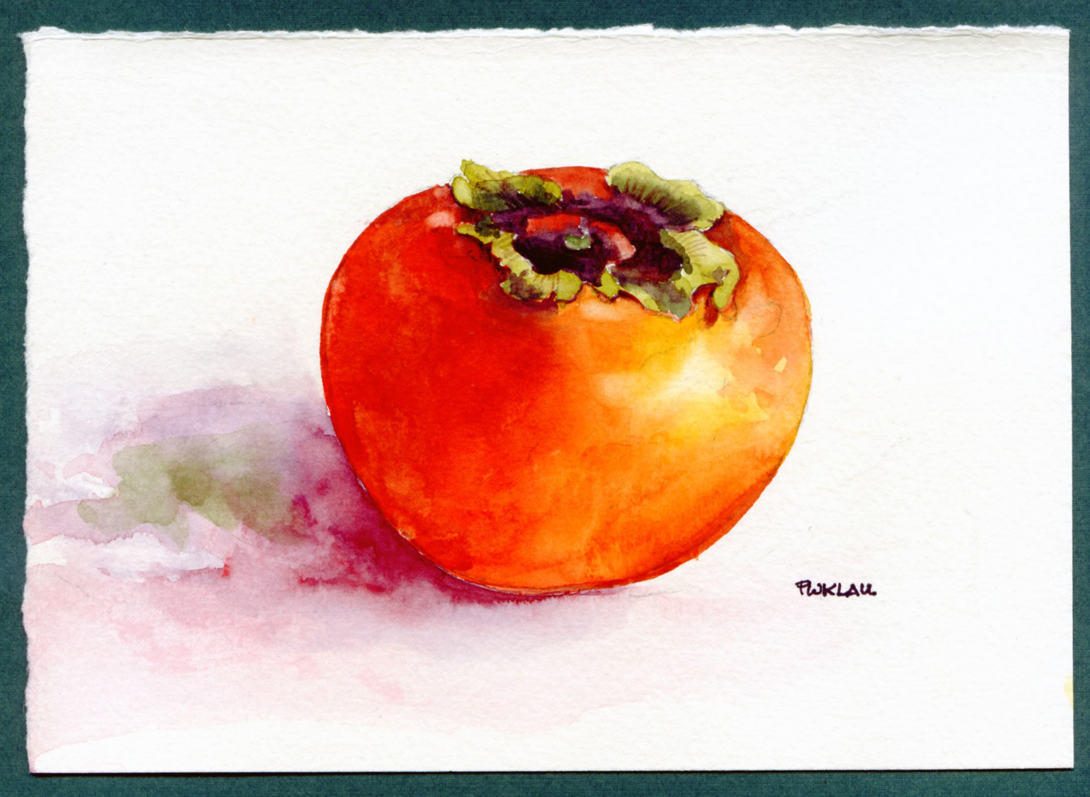 Asian Persimmon - Lum Chee Watercolor Painting.