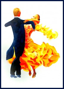 Ballroom dance watercolor painting